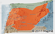 Political Shades Panoramic Map of TOCOPILLA, semi-desaturated