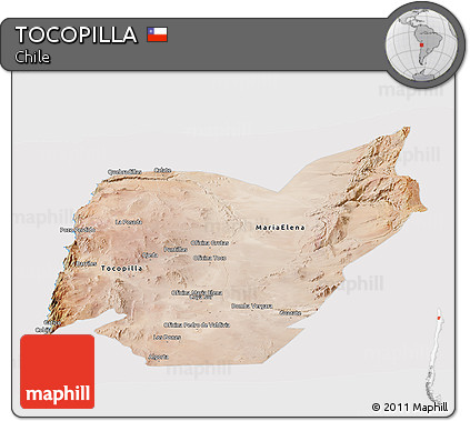 Satellite Panoramic Map of TOCOPILLA, cropped outside