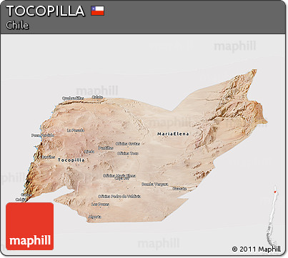 Satellite Panoramic Map of TOCOPILLA, cropped outside