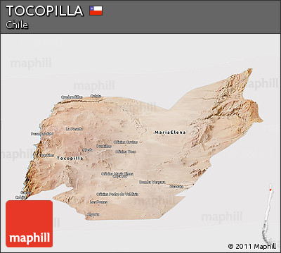 Satellite Panoramic Map of TOCOPILLA, cropped outside
