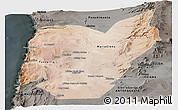 Satellite Panoramic Map of TOCOPILLA, darken, semi-desaturated