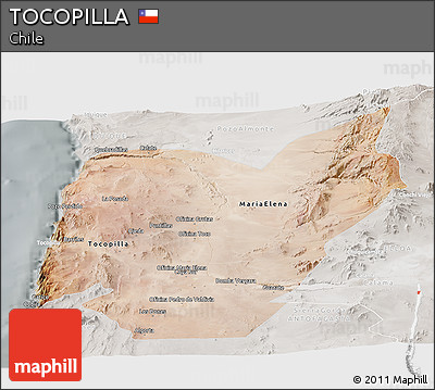 Satellite Panoramic Map of TOCOPILLA, lighten, semi-desaturated