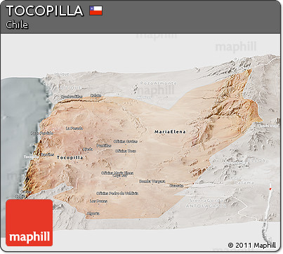 Satellite Panoramic Map of TOCOPILLA, lighten, semi-desaturated