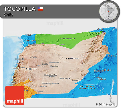 Satellite Panoramic Map of TOCOPILLA, political outside