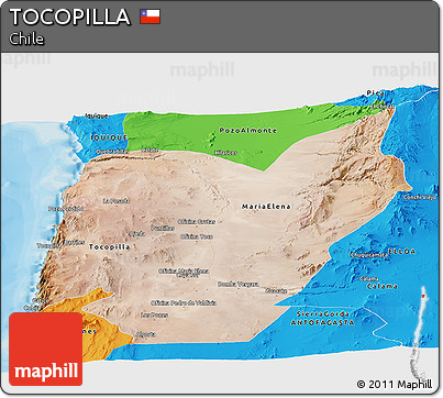 Satellite Panoramic Map of TOCOPILLA, political outside