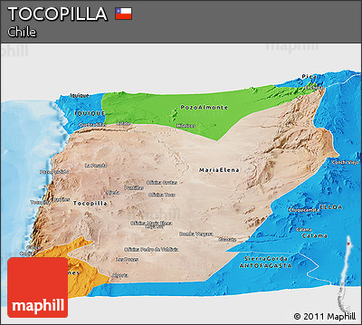 Satellite Panoramic Map of TOCOPILLA, political outside