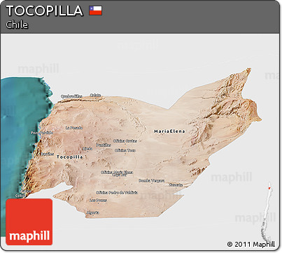 Satellite Panoramic Map of TOCOPILLA, single color outside