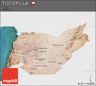 Satellite Panoramic Map of TOCOPILLA, single color outside