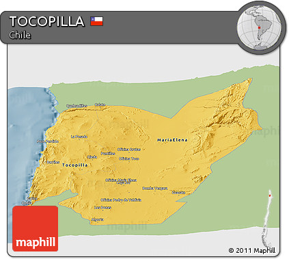 Savanna Style Panoramic Map of TOCOPILLA, single color outside