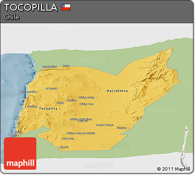 Savanna Style Panoramic Map of TOCOPILLA, single color outside