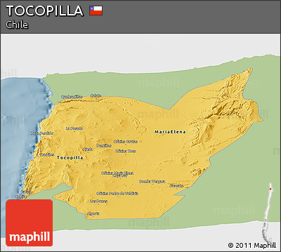 Savanna Style Panoramic Map of TOCOPILLA, single color outside
