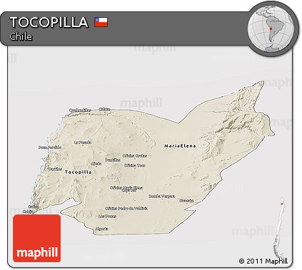 Shaded Relief Panoramic Map of TOCOPILLA, cropped outside