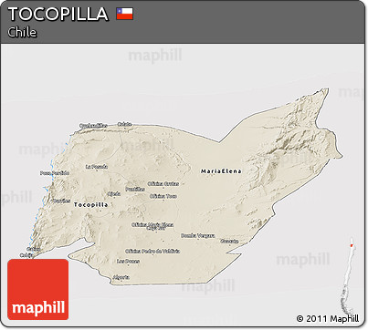 Shaded Relief Panoramic Map of TOCOPILLA, cropped outside