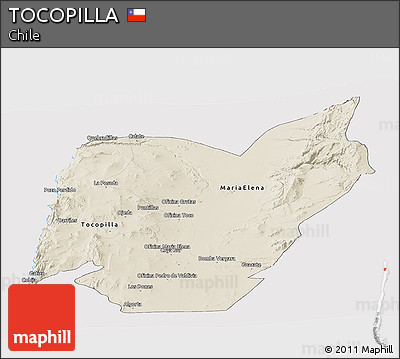 Shaded Relief Panoramic Map of TOCOPILLA, cropped outside