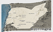 Shaded Relief Panoramic Map of TOCOPILLA, darken