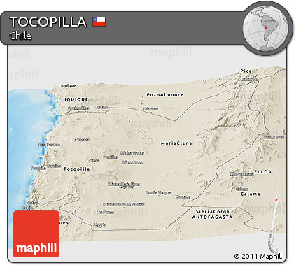 Shaded Relief Panoramic Map of TOCOPILLA