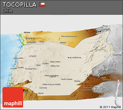 Shaded Relief Panoramic Map of TOCOPILLA, physical outside