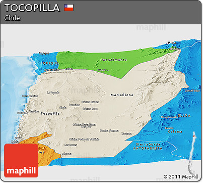 Shaded Relief Panoramic Map of TOCOPILLA, political outside