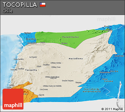 Shaded Relief Panoramic Map of TOCOPILLA, political outside