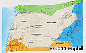 Shaded Relief Panoramic Map of TOCOPILLA, political shades outside