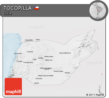 Silver Style Panoramic Map of TOCOPILLA, single color outside