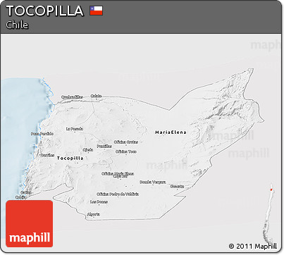 Silver Style Panoramic Map of TOCOPILLA, single color outside