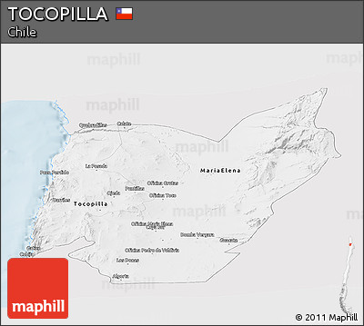 Silver Style Panoramic Map of TOCOPILLA, single color outside