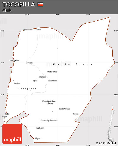 Classic Style Simple Map of TOCOPILLA, cropped outside