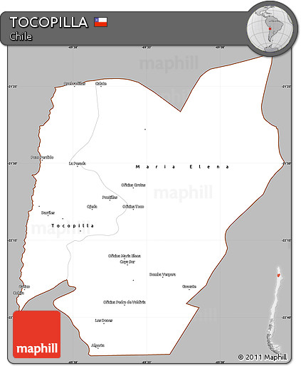 Gray Simple Map of TOCOPILLA, cropped outside