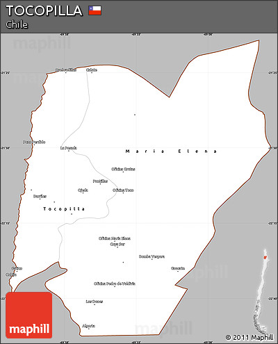 Gray Simple Map of TOCOPILLA, cropped outside