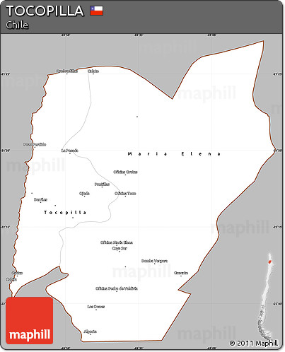 Gray Simple Map of TOCOPILLA, cropped outside