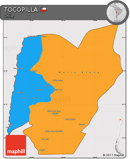 Political Simple Map of TOCOPILLA, cropped outside