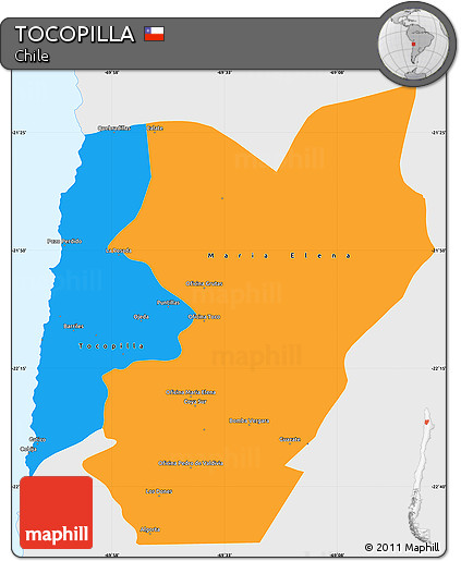 Political Simple Map of TOCOPILLA, single color outside