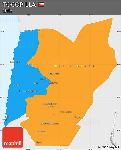 Political Simple Map of TOCOPILLA, single color outside