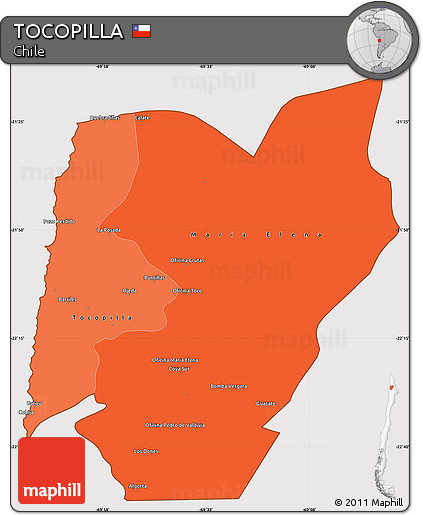 Political Shades Simple Map of TOCOPILLA, cropped outside