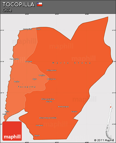 Political Shades Simple Map of TOCOPILLA, cropped outside