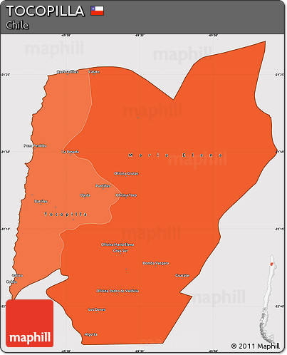 Political Shades Simple Map of TOCOPILLA, cropped outside