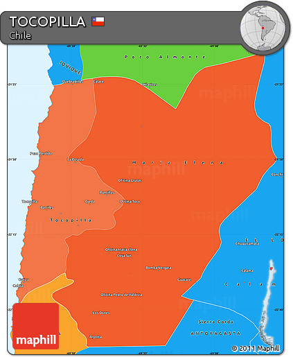 Political Shades Simple Map of TOCOPILLA, political outside