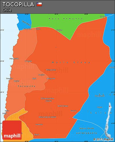 Political Shades Simple Map of TOCOPILLA, political outside