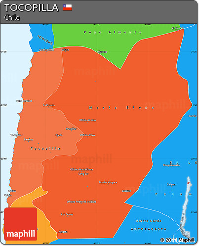 Political Shades Simple Map of TOCOPILLA, political outside
