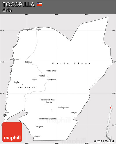 Silver Style Simple Map of TOCOPILLA, cropped outside