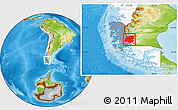 Physical Location Map of Torres De Paine, highlighted country, highlighted parent region