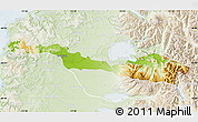 Physical Map of Lago Ranco, lighten