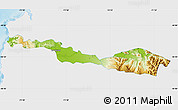 Physical Map of Lago Ranco, single color outside