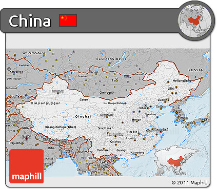 Gray 3D Map of China