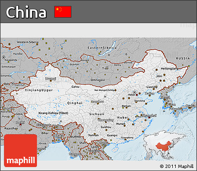 Gray 3D Map of China