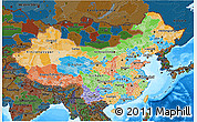 Political 3D Map of China, darken, land only