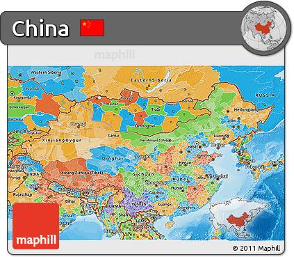 Political 3D Map of China