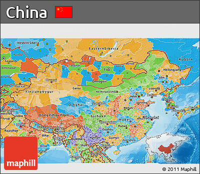 Political 3D Map of China