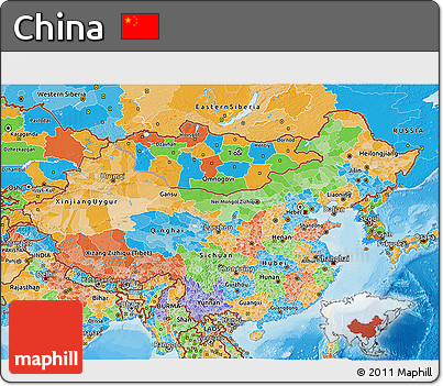 Political 3D Map of China